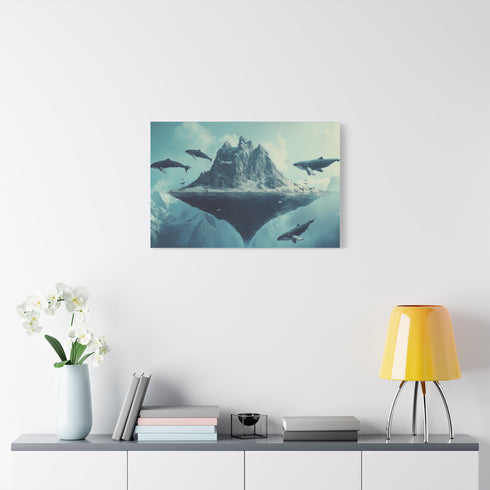 Floating Mountain Surrounded by Whales (Edition II) — Canvas Wall Art — Product Detail View 7
