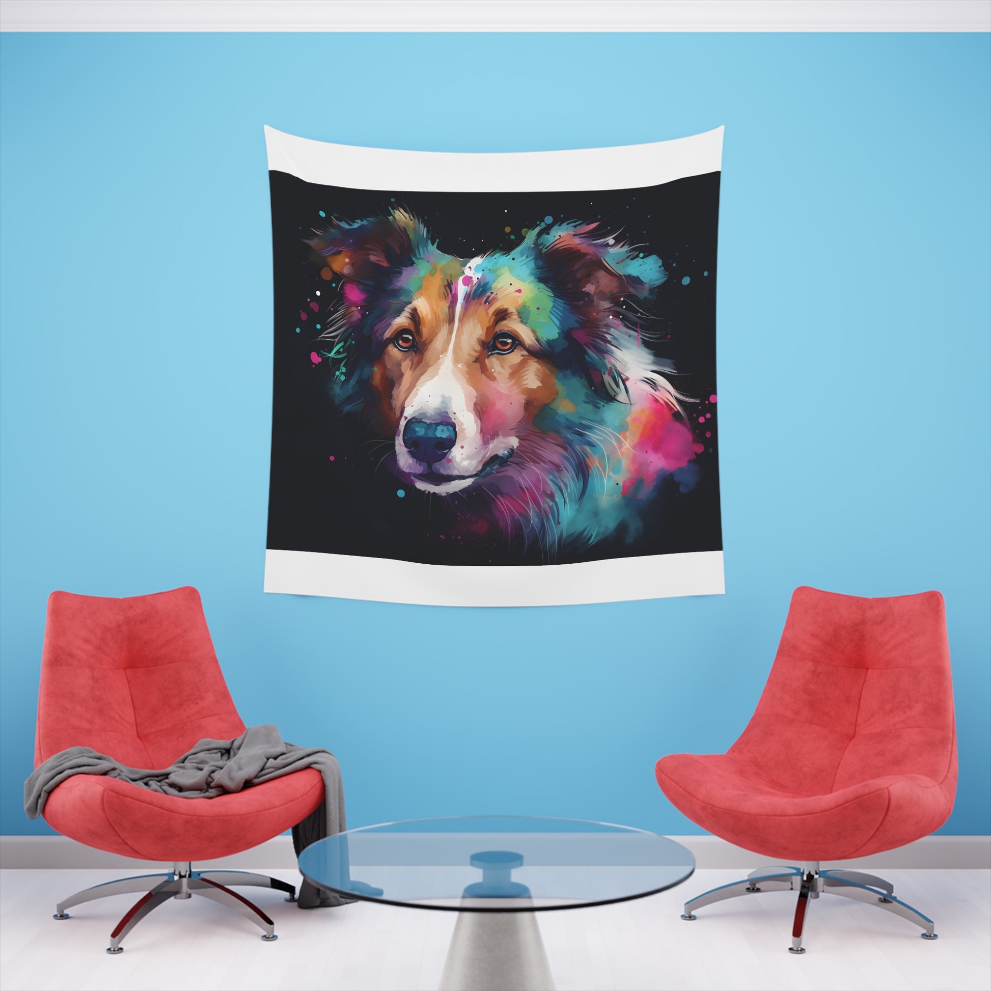 Collie Charm: A Tapestry of Grace and Loyalty | Wall Tapestry | All Over Print, AOP, Decor, Halloween, Home & Living, Home Decor, Indoor, Spring Essentials, Sublimation, Tapestry | Prints with Passion