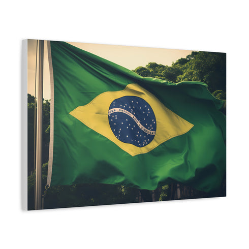 Brazil Flag — Canvas Wall Art — Side Profile & Stretched Corner Detail
