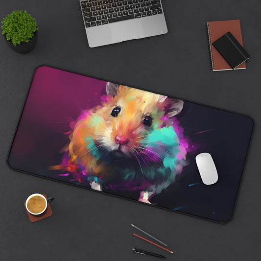 Neon Hamster Watercolor Desk Mat | Desk Mat | Accessories, Back-to-School, Desk, Fall Bestsellers, Home & Living, Mouse pad, Mouse Pads, Mousepad, Seasonal Picks, Stationery, TikTok | Prints with Passion