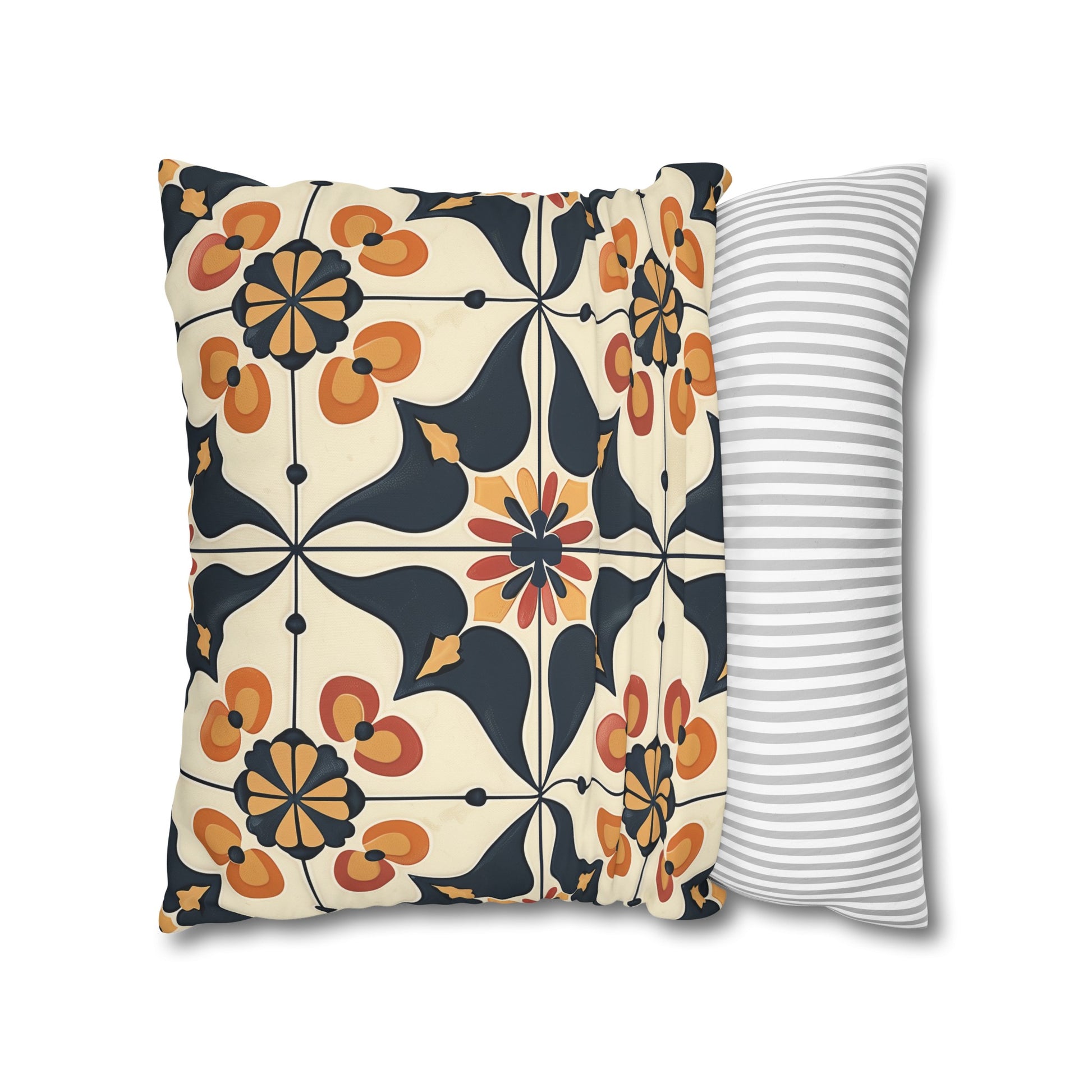 "Add style to your bed with Artisan Tiles pillowcase, vibrant seamless pattern design"