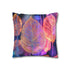 Dreamscape with Levitating Neon Leaves — 40×40 Cushion Cover — Double-Sided Back & Concealed Zip Detail