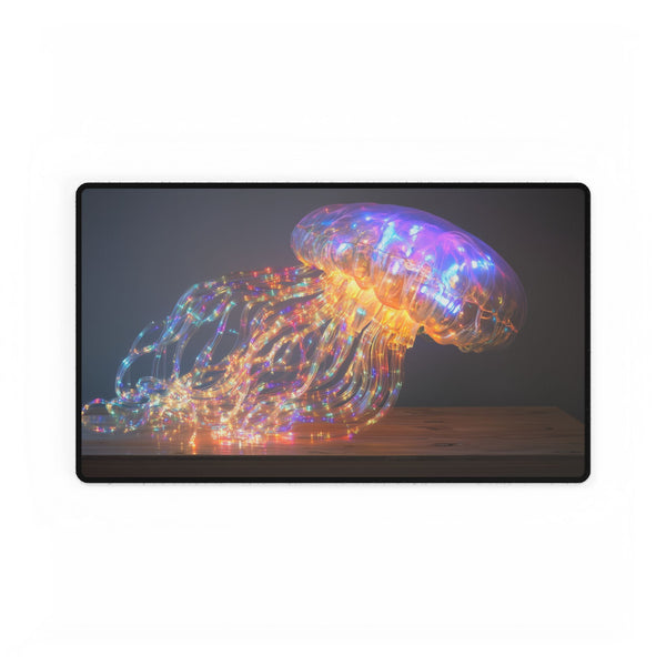 Jellyfish with Fiber Optic Tentacles — XL & XXL Desk Mat — Gaming & Workspace Desk Setup View