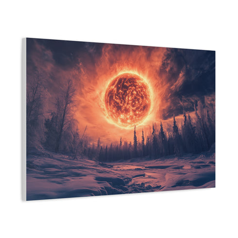 Solar Storm Erupting over Frozen Jungle Stretched Canvas Wall Art