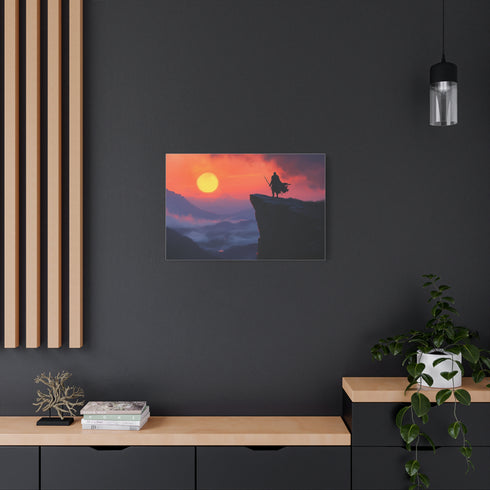 Lone Knight on a Cliff at Dawn — Canvas Wall Art — Product Detail View 8
