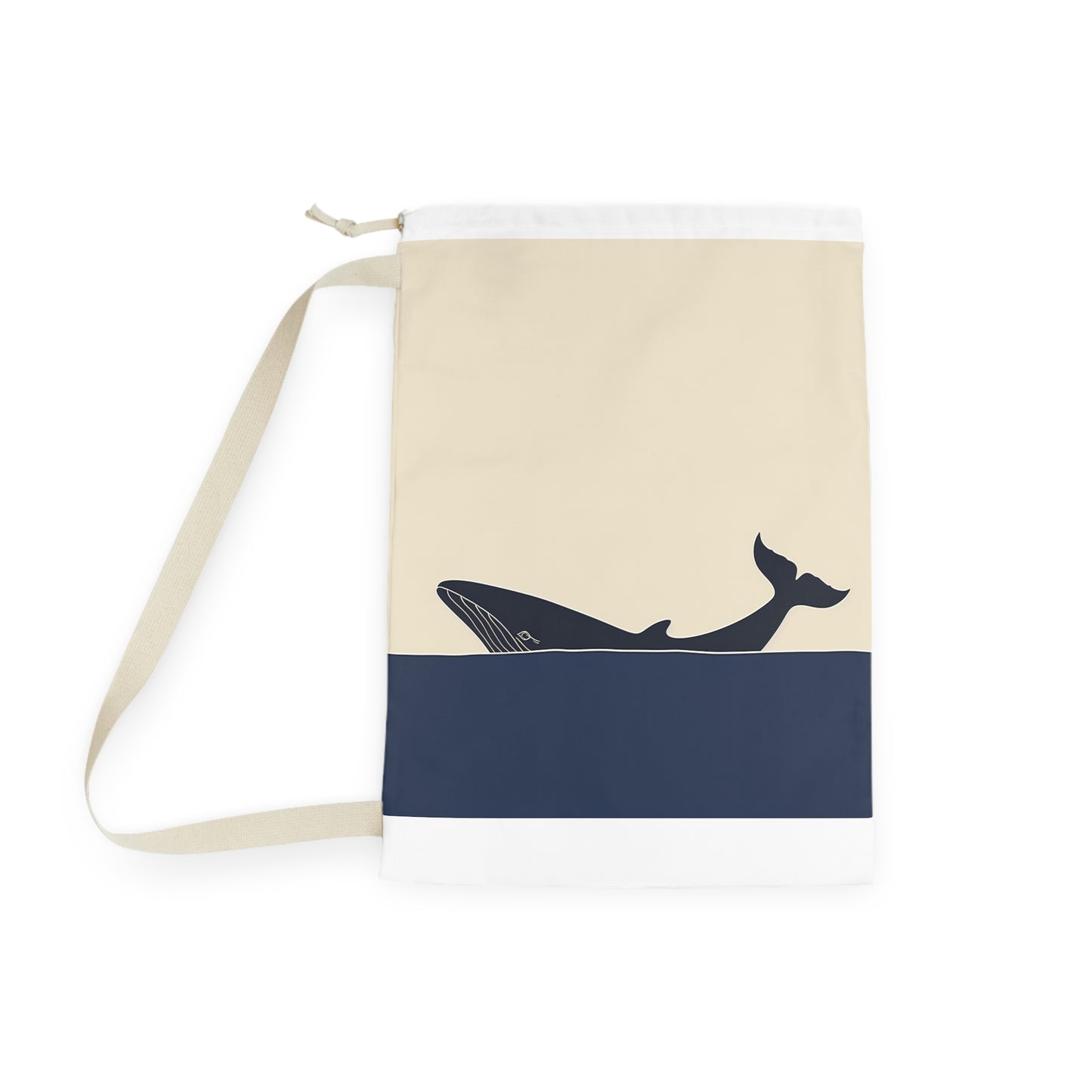 "Whale Ocean Laundry Bag - Serene design with whale swimming in the ocean, perfect for calming laundry routine"