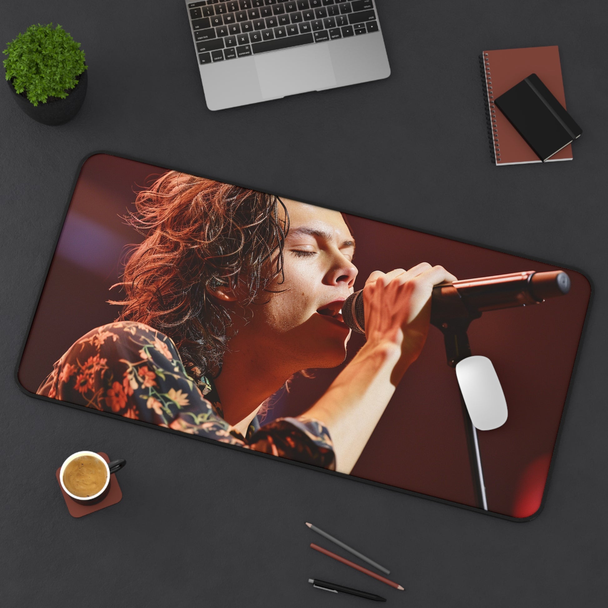 Harry Styles Singing Desk Mat | Desk Mat | Accessories, Back-to-School, Desk, Fall Bestsellers, Home & Living, Mouse pad, Mouse Pads, Mousepad, Seasonal Picks, Stationery, TikTok | Prints with Passion