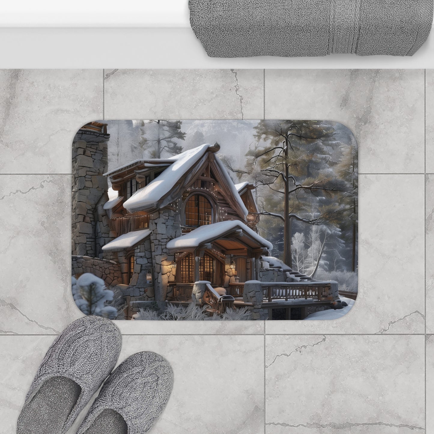 Mountain Hideaway Bath Mat | Bath Mats | Bath, Bathroom, Home & Living, Indoor, Sublimation | Prints with Passion