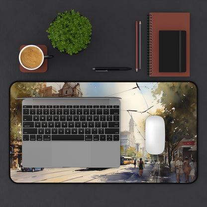 "Melbourne Trams Desk Mat - Stylish desk accessory with iconic tram design, adds personality to workspace"