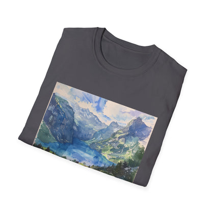 ## Majestic Peaks in Watercolor: The Swiss Alps T-shirt