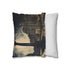 Trafalgar Square London Rainy Evening — 40×40 Cushion Cover — Soft Brushed Fabric Texture Close-Up