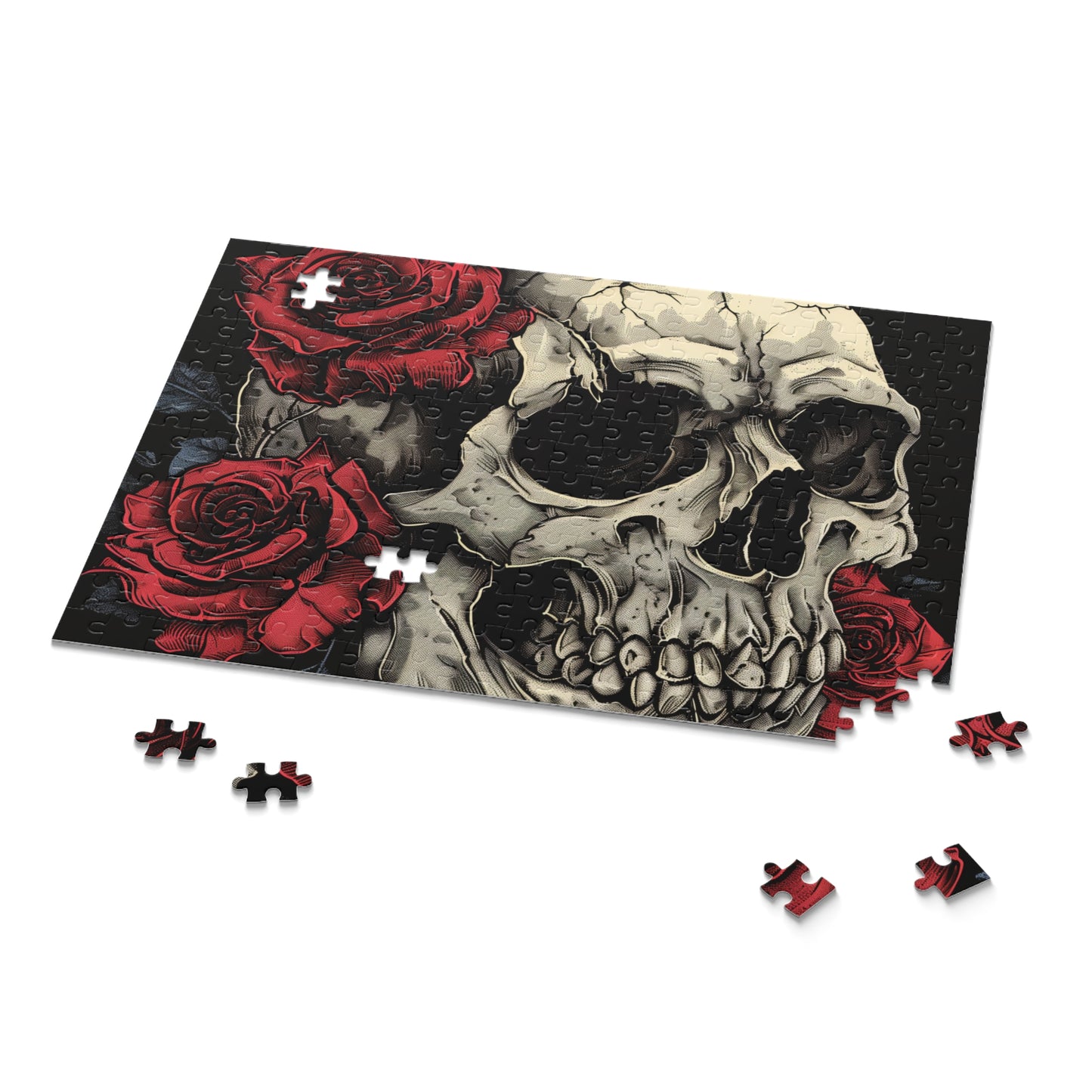 Skull and Roses Puzzle - Hauntingly beautiful gothic jigsaw for a spooky night in