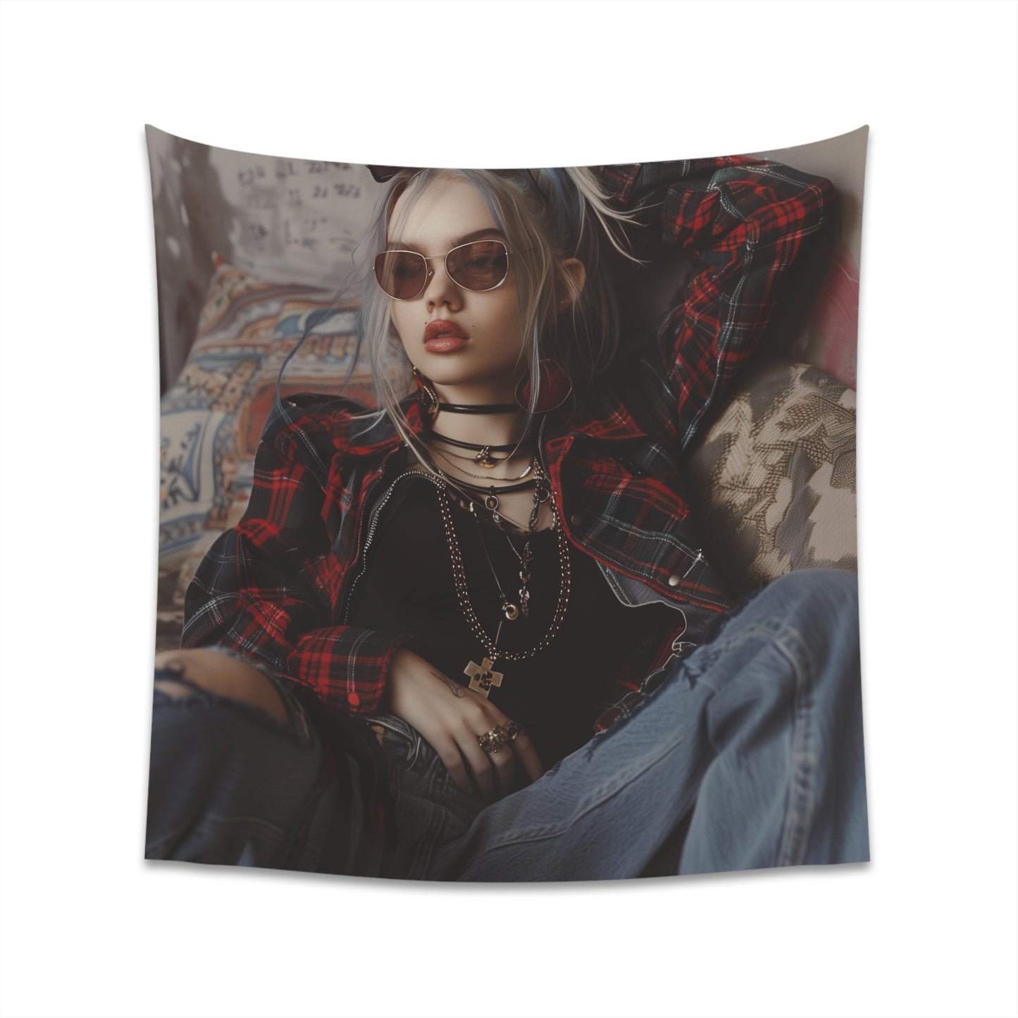 "90s Redux: Edgy Grunge Tapestry for Alternative Rock Fans - High-Quality & Stylish - 34" x 40" or 57" x 57" - Perfect Gift - Shop Now!"