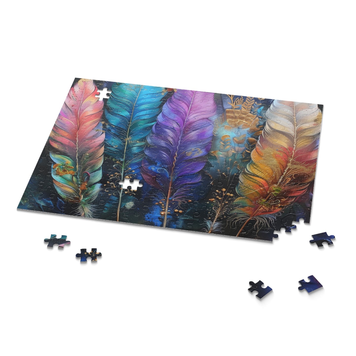 Colorful Bohemian Feathers Jigsaw Puzzle - Relaxing and Mindful Activity