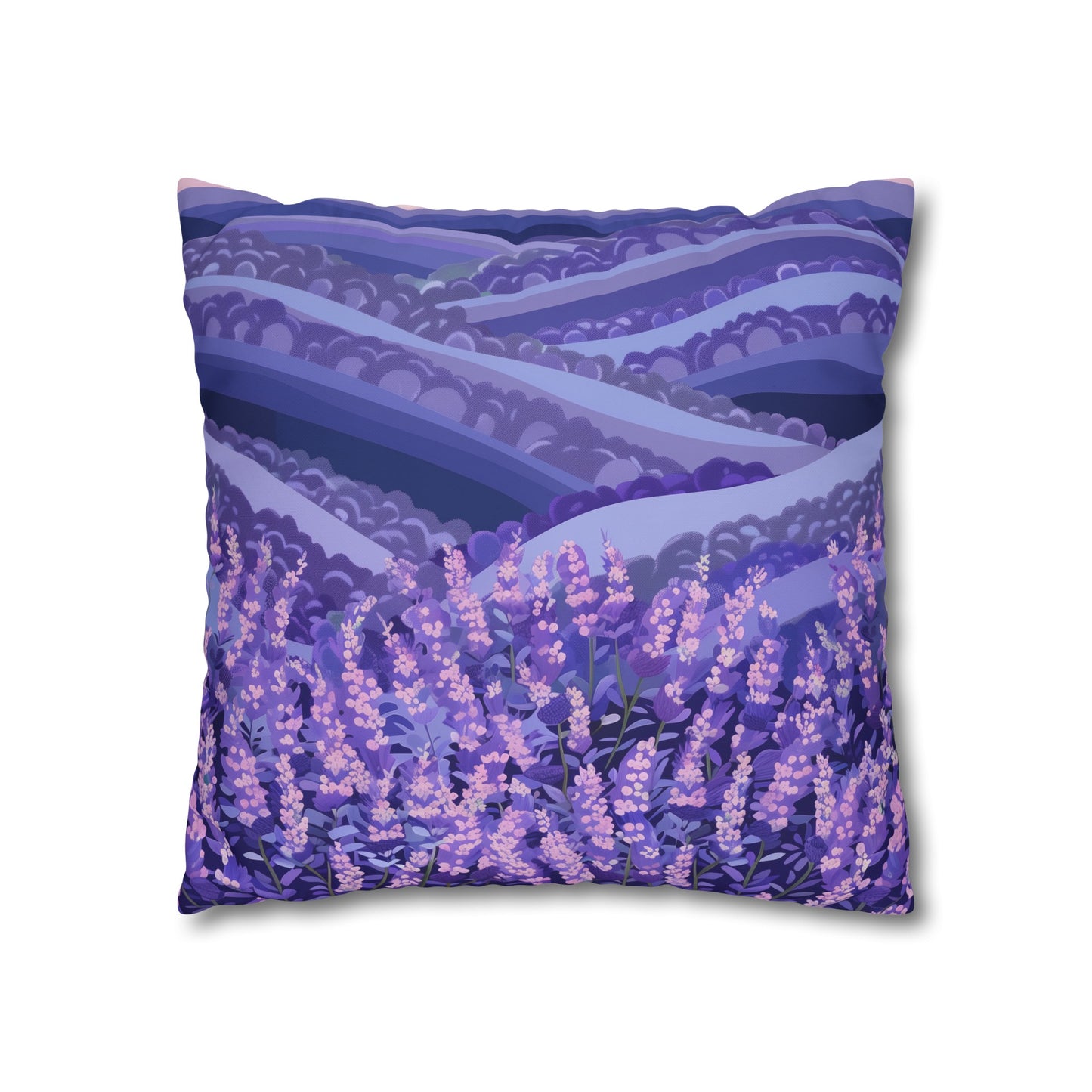 "Serene Lavender Fields Pillow Case - Vibrant floral pattern for peaceful dreams"