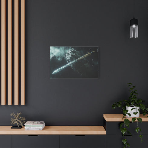 Epic Sword Embedded in Asteroid — Canvas Wall Art — Product Detail View 8