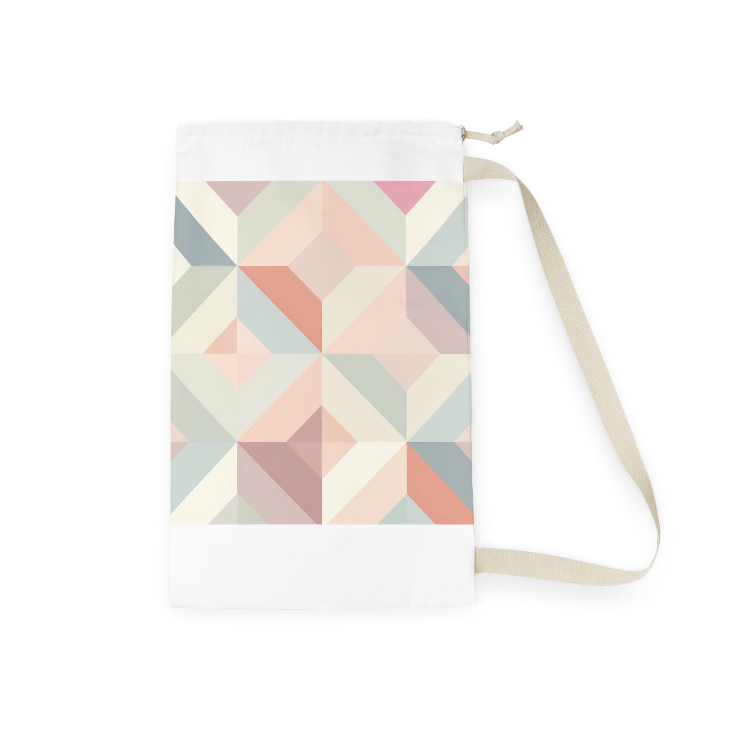 "Soft Pastel Geometrics Laundry Bag - Chic seamless pattern in soothing hues for stylish organization"