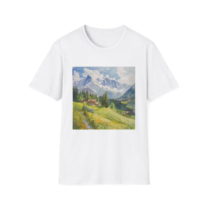## Alpine Serenity in Watercolor: The Swiss Alps T-shirt