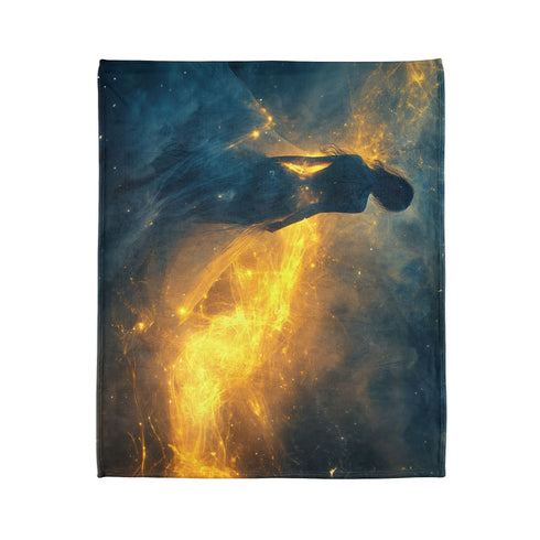 Dream Weaver Creating World from Light — Plush Fleece Throw Blanket — Product Detail View 7