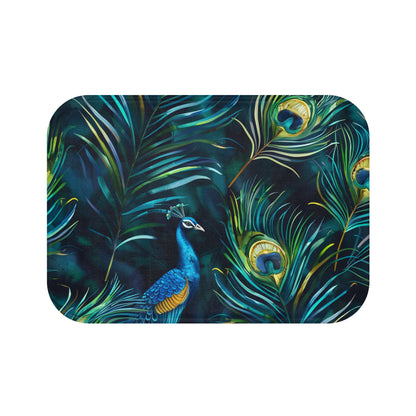 Vibrant Blue Peacock Feather Bathmat | Bath Mats | Bath, Bathroom, Home & Living, Indoor, Sublimation | Prints with Passion