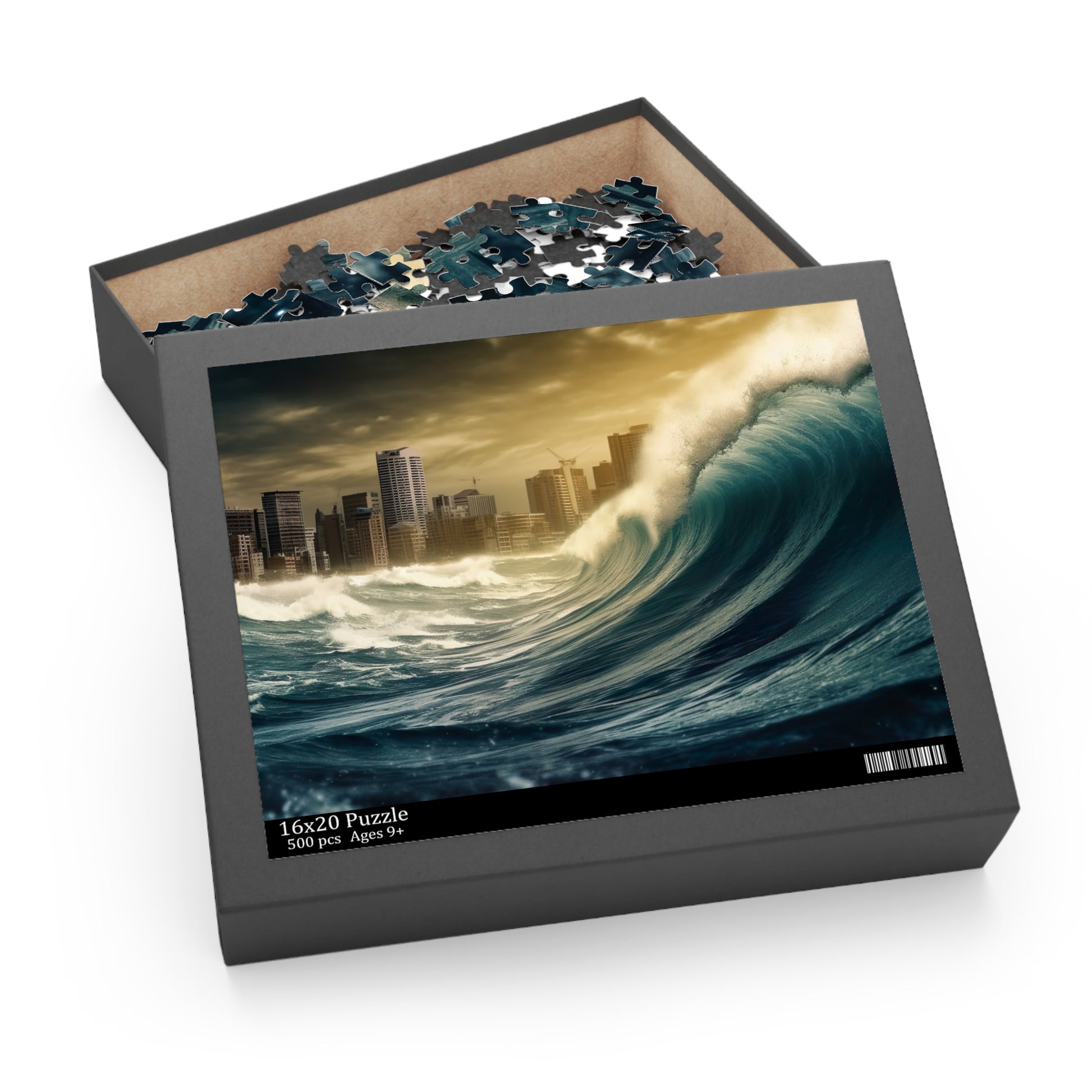 "Captivating Tsunami Wave Jigsaw Puzzle - Witness nature's power and beauty in stunning detail"