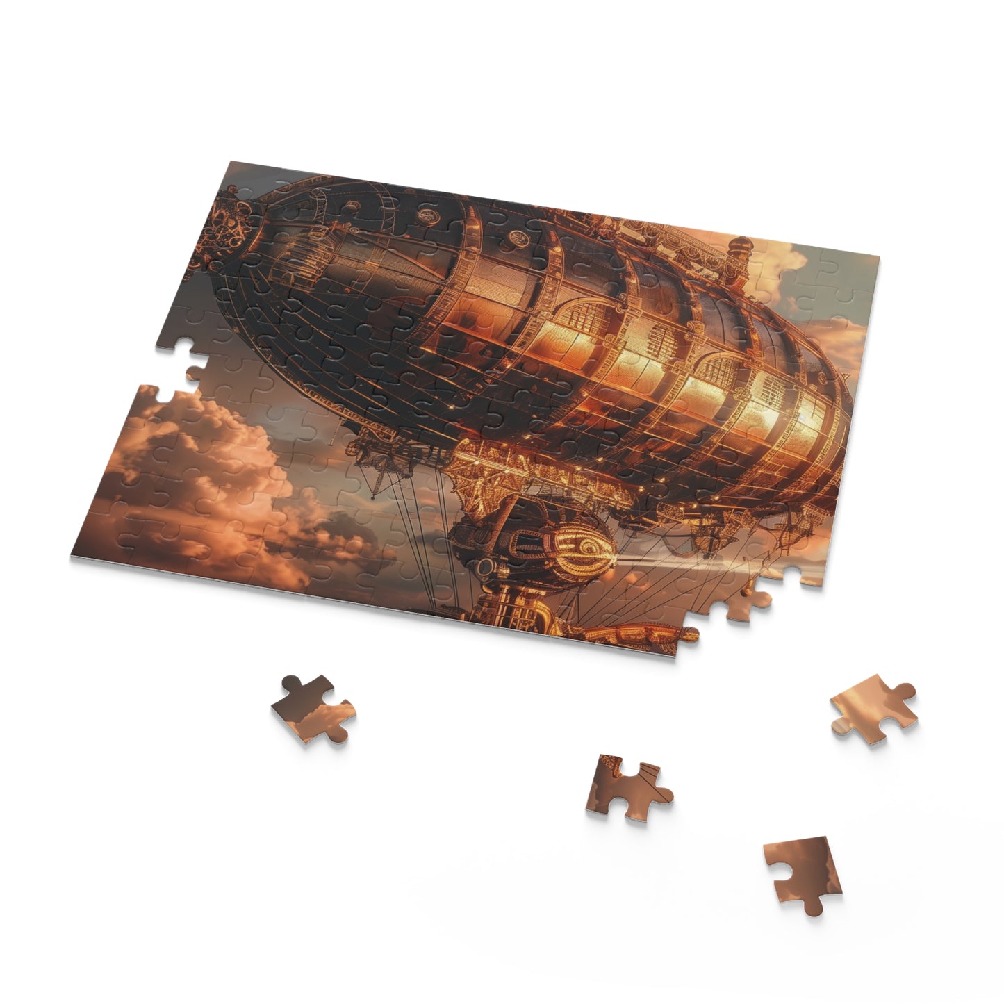 Steampunk Airship Sky Puzzle - Intricate details and vibrant colors make this jigsaw a challenging delight for any puzzler.