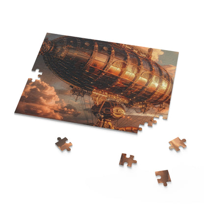 Steampunk Airship Sky Puzzle - Intricate details and vibrant colors make this jigsaw a challenging delight for any puzzler.