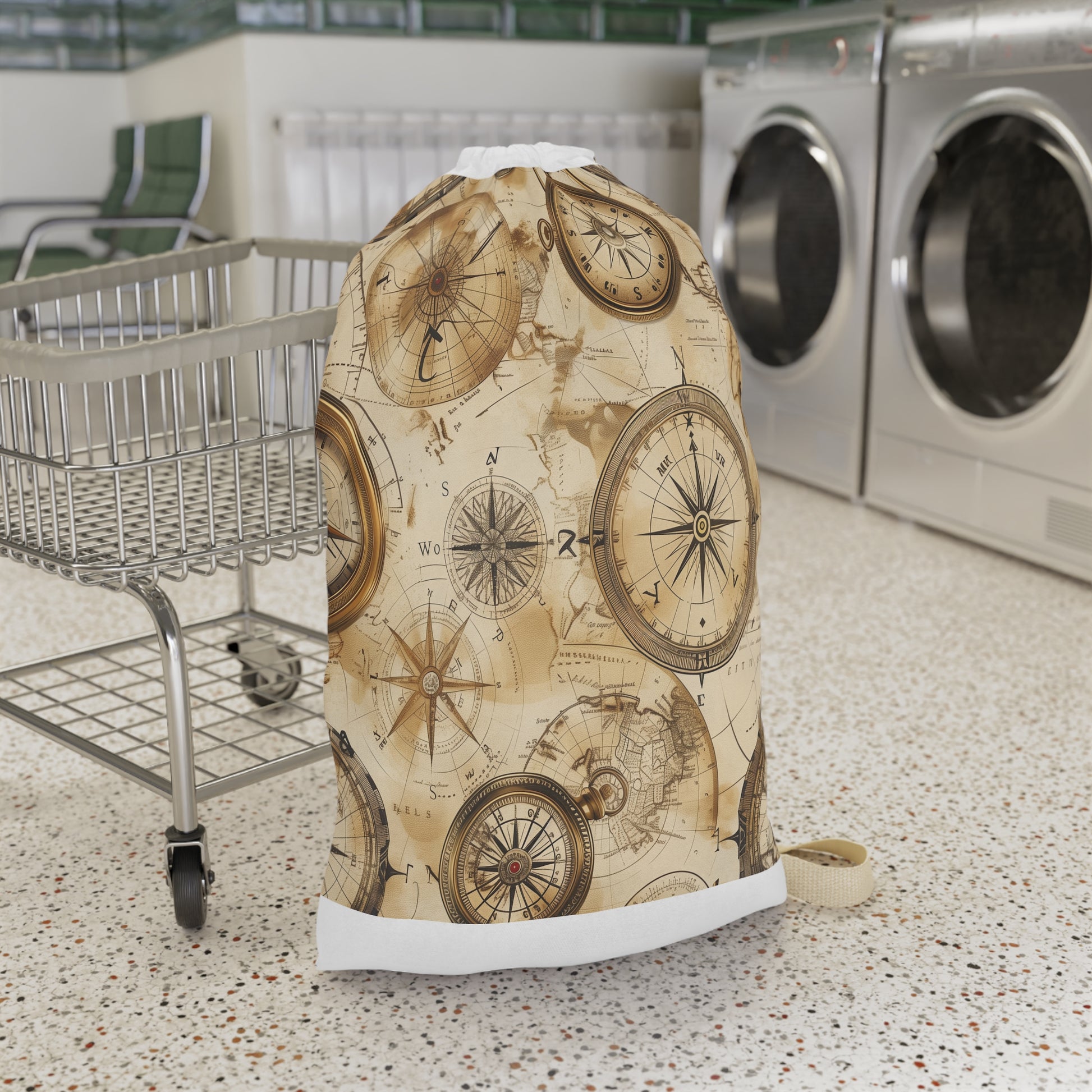 Vintage Maps Laundry Bag - Intricate and nostalgic world map pattern, elevate your laundry routine with this stunning bag.