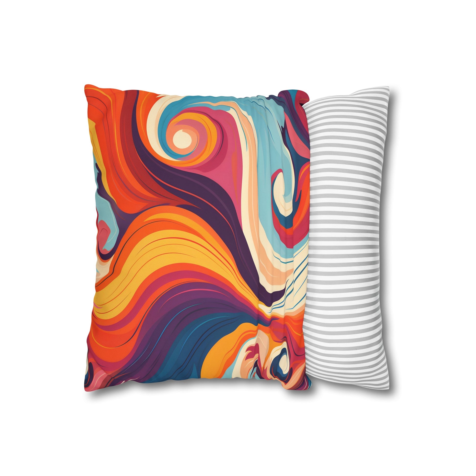 "0s Retro Waves Pillowcase - Vibrant marine-themed pattern, high-quality material, perfect for all seasons. Groovy 70s-inspired style for your bedroom. Makes a great gift. Shop now!"