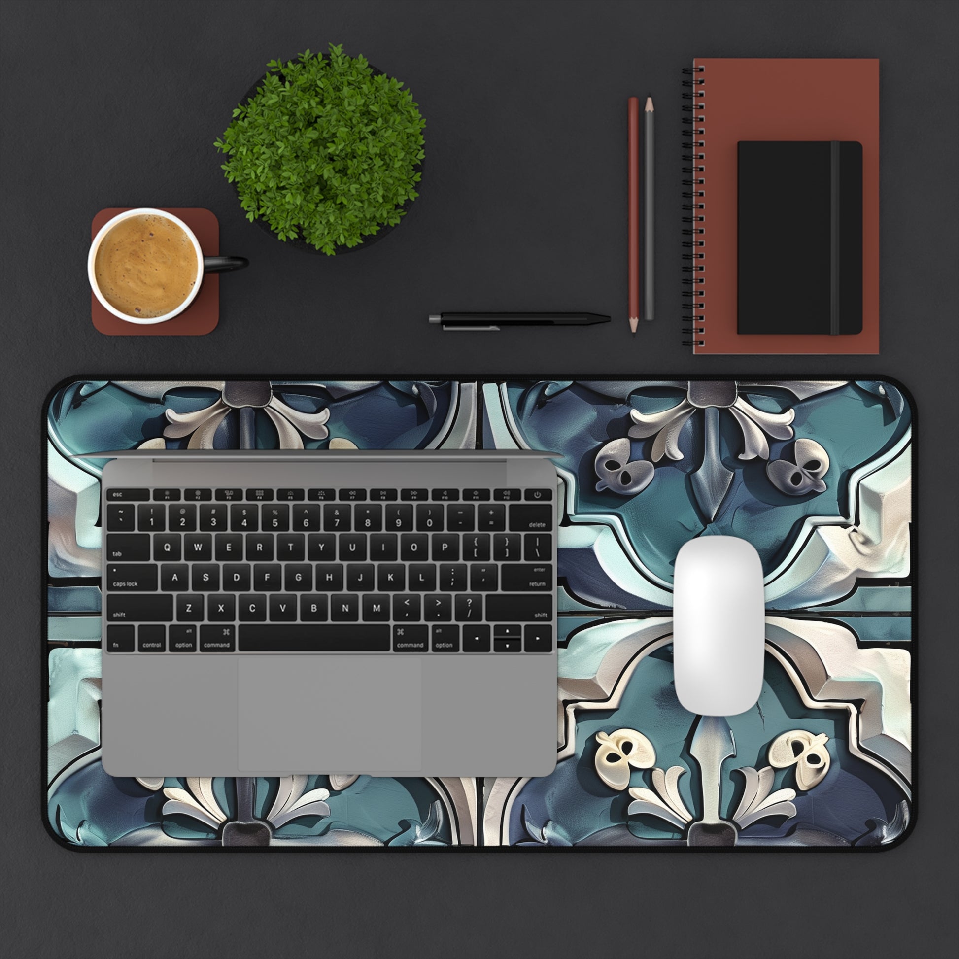 "Artisan Tiles Desk Mat - Elegant seamless pattern, protect and enhance your workspace decor"