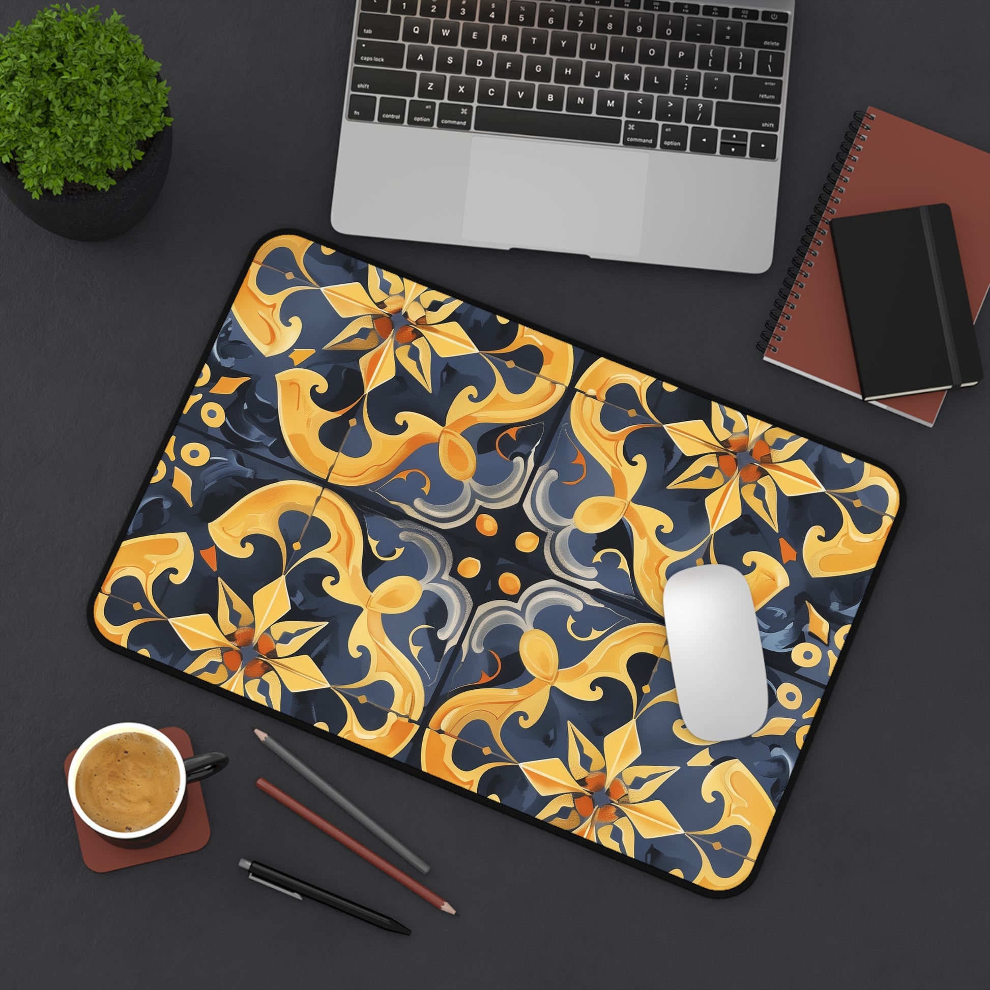 Artisan Tiles Desk Mat - Elegant workspace accessory with seamless tile pattern, adds sophistication to desk décor.