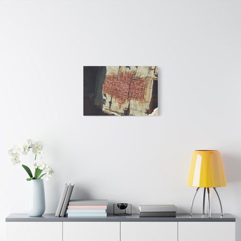 Canyon Walls with Ancient Digital Glyphs Stretched Canvas Wall Art