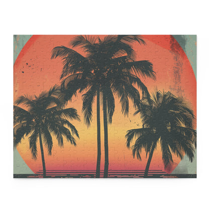 "Vibrant Palm Tree Paradise jigsaw puzzle for relaxing tropical escape"