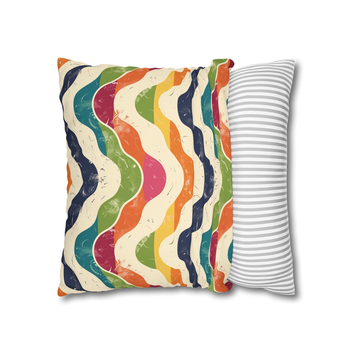 "Vibrant Retro Waves Pillow Case - A bold statement piece for your bedroom decor with seamless retro flair"