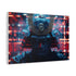 Samurai Helmet over Digital Grid — Canvas Wall Art — Side Profile & Stretched Corner Detail