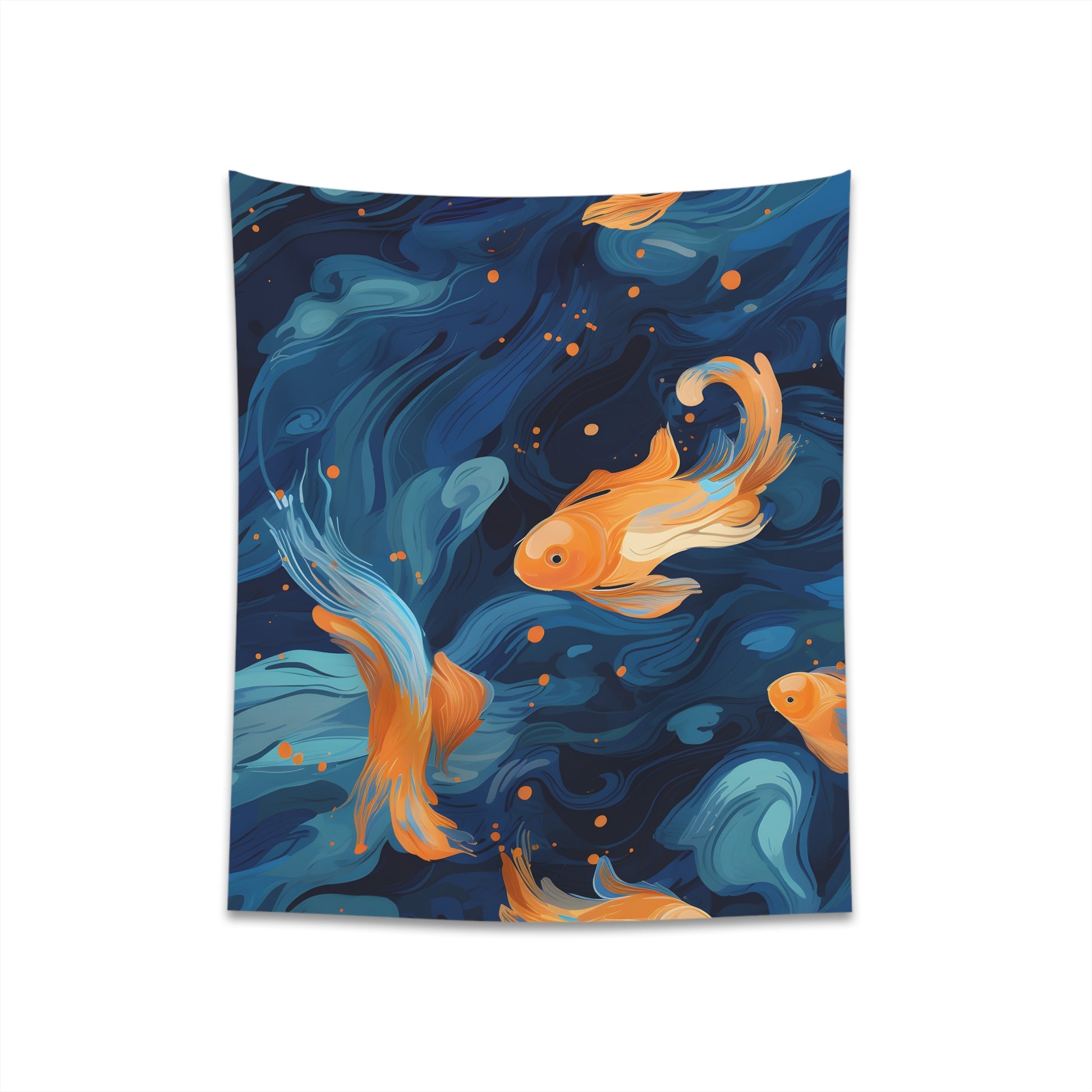 Vibrant Koi Fish Tapestry: Serene Underwater Scene of Orange Koi Swimming - Symbolizes Perseverance and Good Fortune