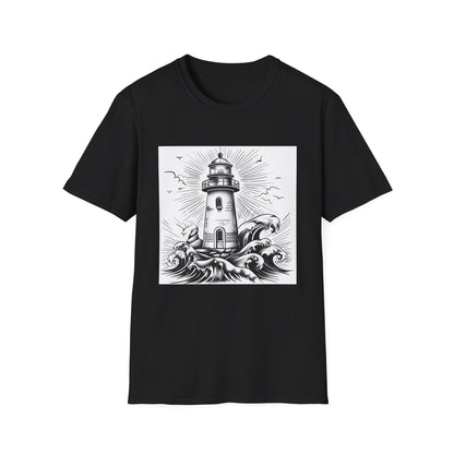 Coastal Sanctuary: A Hand-Drawn Lighthouse Journey | T-Shirt | DTG, Men's Clothing, Regular fit, T-Shirts, Unisex, Women's Clothing | Prints with Passion