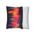 Soundwave Forming a Neon Skyline — 40×40 Cushion Cover — Sofa & Living Room Lifestyle View
