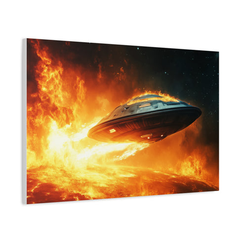 Spaceship Leaving a Burning Planet — Canvas Wall Art — Product Detail View 6