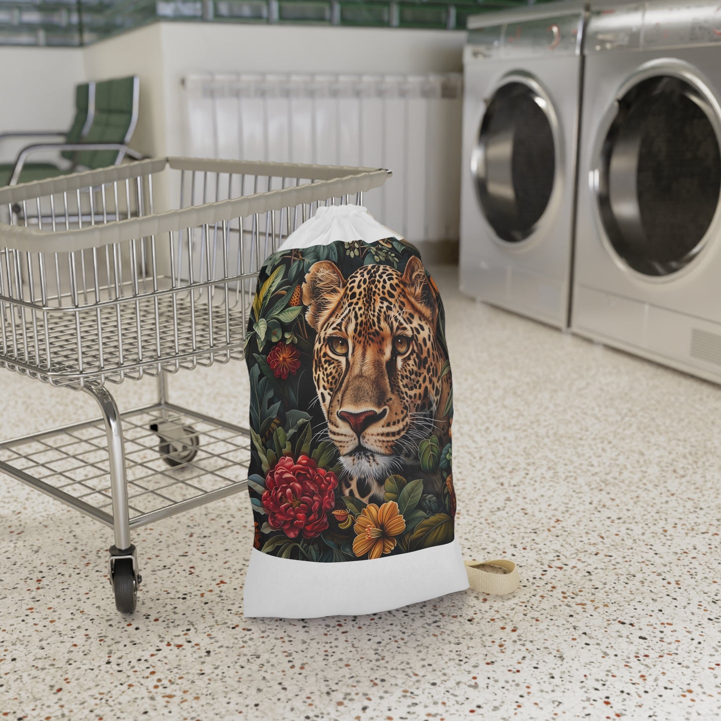 "Wildlife Animal Cheetah Print Laundry Bag - Durable and stylish laundry accessory for nature lovers"