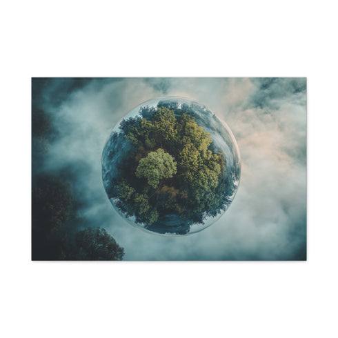 Dream Forest Growing Inside Planet — Canvas Wall Art — Living Room Wall Lifestyle View