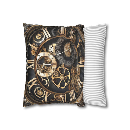 "Clockwork Dreams Pillowcase - Steampunk Victorian Futurism design for a stylish and comfortable sleep space"