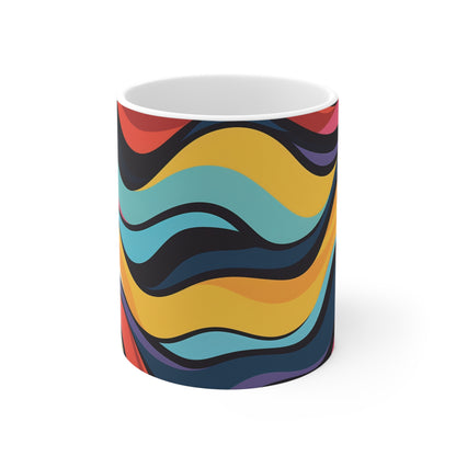 Retro Waves Vibrant Coffee Mug | Mugs | 11 oz, Ceramic, Coffee Mugs, Home & Living, Kitchen, Mugs, Sublimation | Prints with Passion