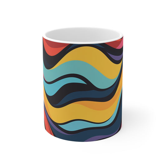 Retro Waves Vibrant Coffee Mug | Mugs | 11 oz, Ceramic, Coffee Mugs, Home & Living, Kitchen, Mugs, Sublimation | Prints with Passion