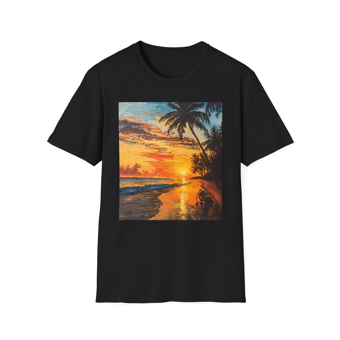 Tropical Reverie: The Allure of Boracay's Sunset | T-Shirt | and include keywords relevant to Boracay sunsets., create 3 optimised product descriptions for a t-shirt featuring a painting of Boracay sunset., Create 3 optimised product titles for a t-shirt featuring a painting of Boracay sunset. Each title should subtly indicate that the shirt is about Boracay | Prints with Passion