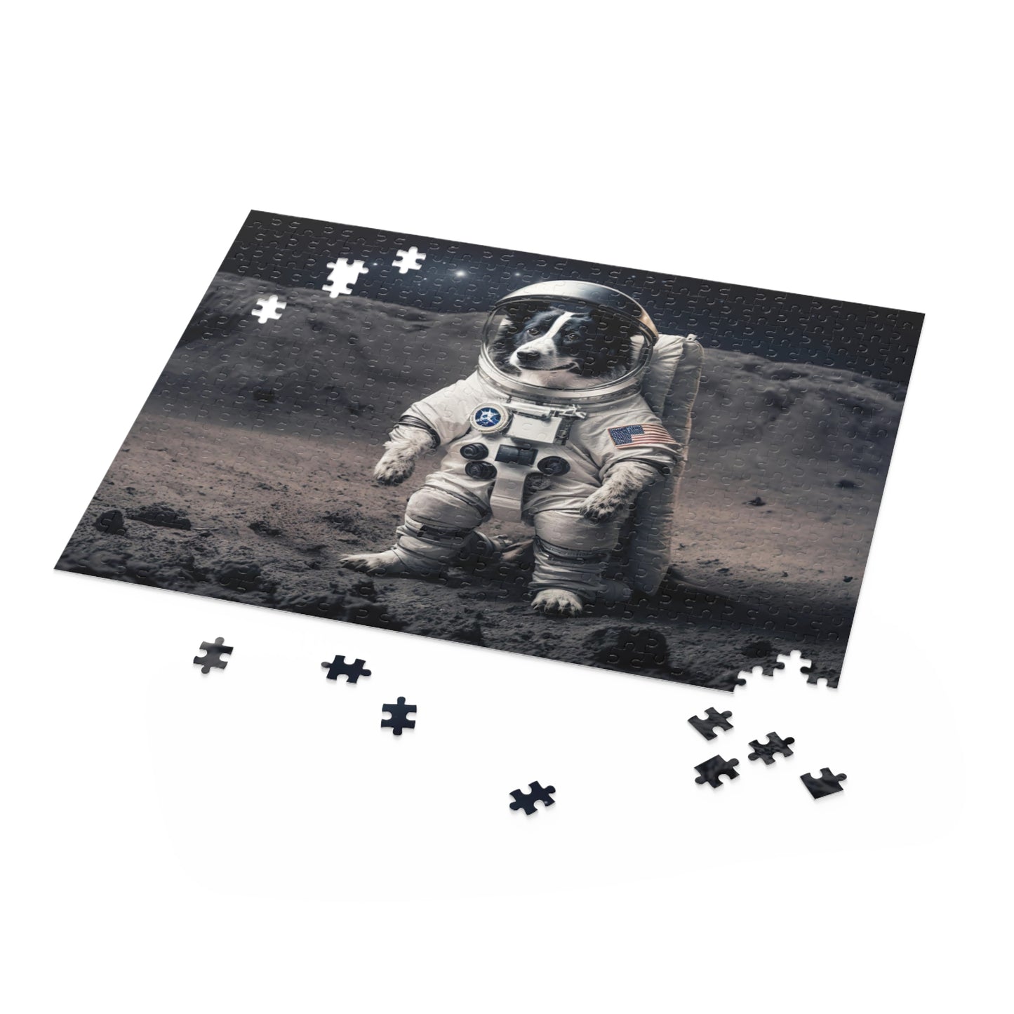 Space Dog Jigsaw Puzzle: Custom 500-Piece Puzzle with High-Quality Chipboard Pieces in Gift-Ready Box