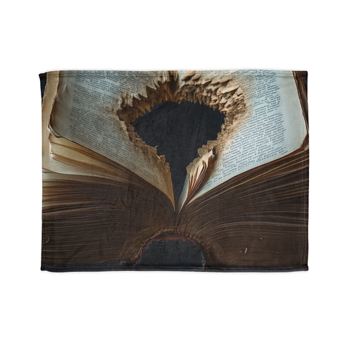 Portal Opening from Book Pages — Plush Fleece Throw Blanket — Full Flat Artwork View