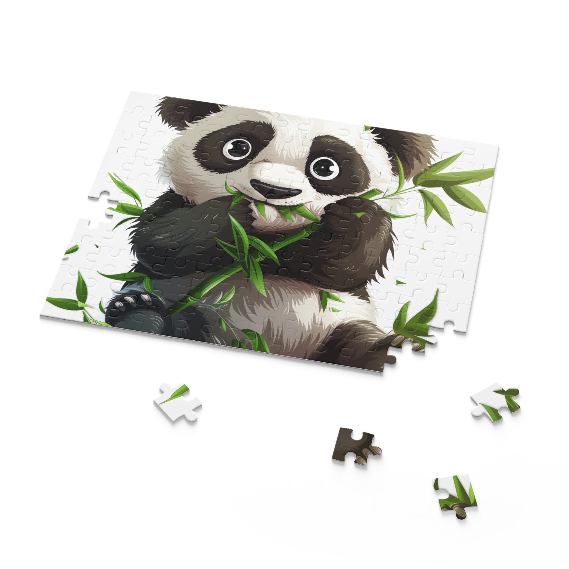 "Charming Panda Bamboo Feast Jigsaw Puzzle for Animal Lovers - Fun and Relaxing Activity"