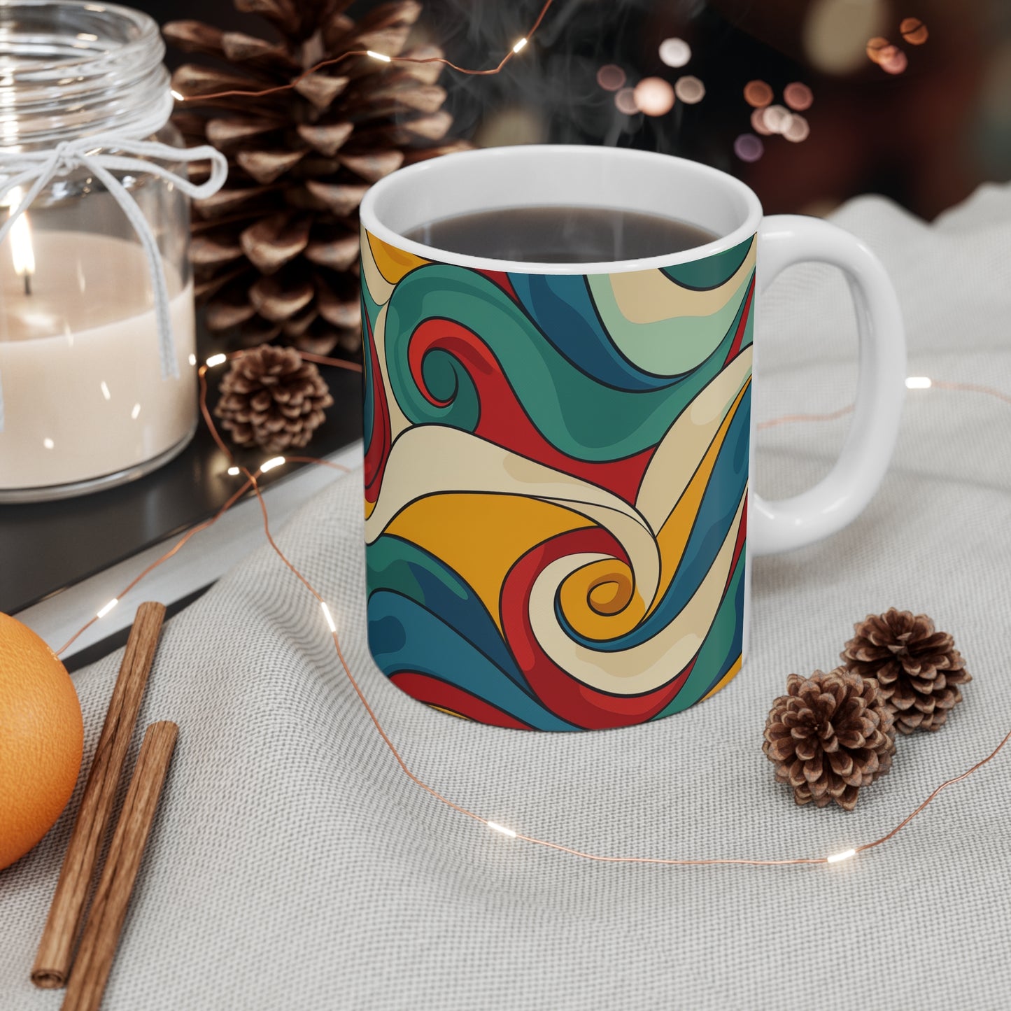 Retro Waves Coffee Mug: Bold & Vibrant