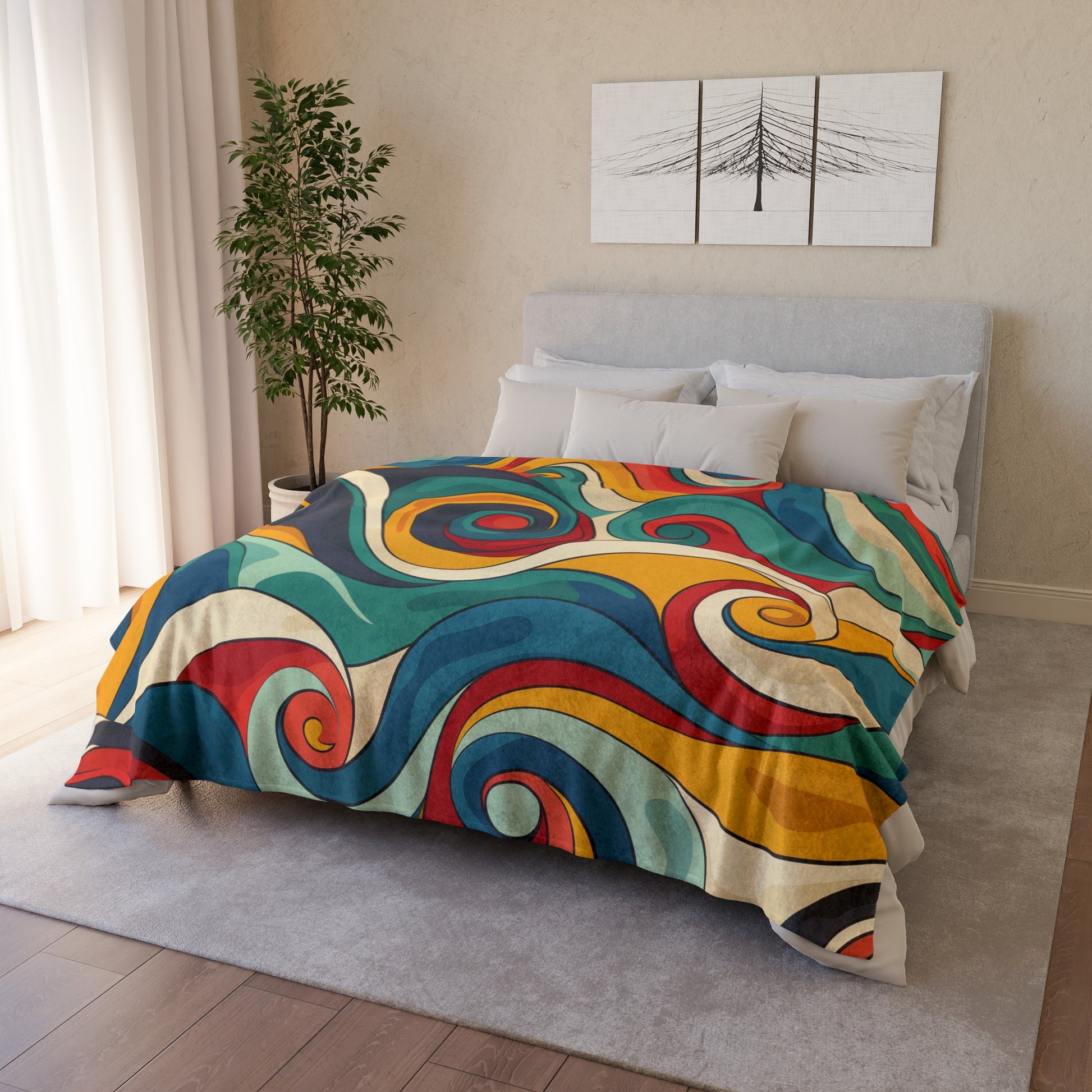 this blanket is as functional as it is fashionable. Get ready to snuggle up in style with the Retro Waves Cozy Blanket. Stay warm and cozy with this retro-inspired blanket that will bring a touch of vintage charm to your home decor. A perfect gift for yourself or a loved one